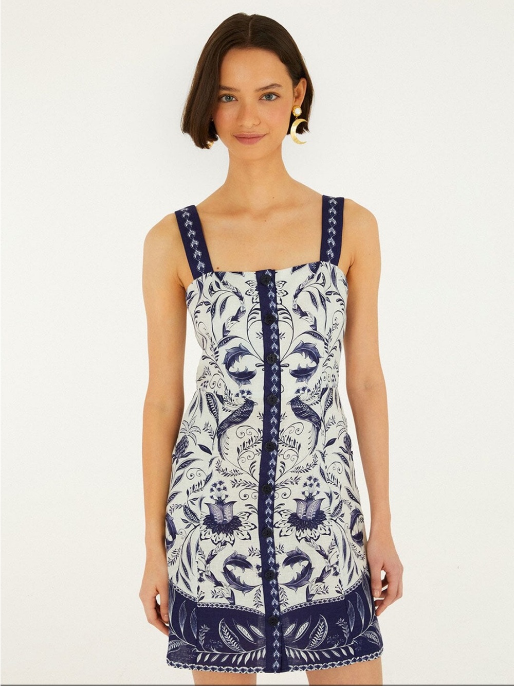 FARM Rio Navy and Off-White Nina Mini Dress